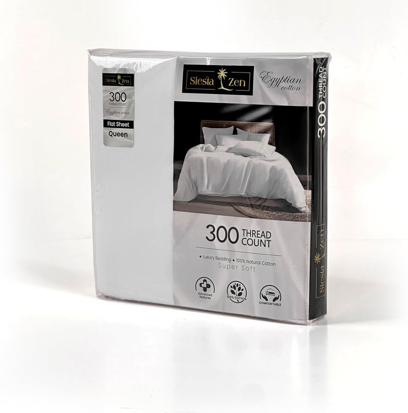 Siesta Zen شيت سرير مسطح من قطن مصري 100% من سييستا زين - ملكي 270x280 سم - رمادي - Image 2